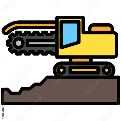 Trencher lineal multi color icon. related to heavy machinery industry, construction theme. best for UI, UX, app and web development.