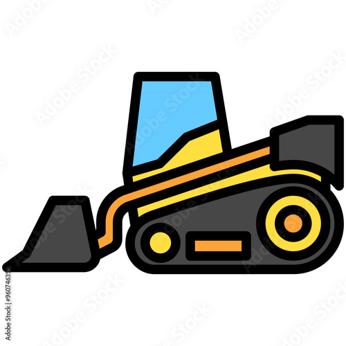 Track Loader lineal multi color icon. related to heavy machinery industry, construction theme. best for UI, UX, app and web development.