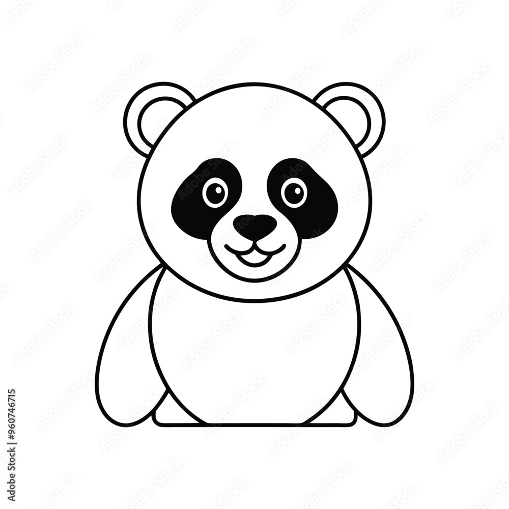 Panda bear vector illustration icon, panda silhouette vector icon on white background.