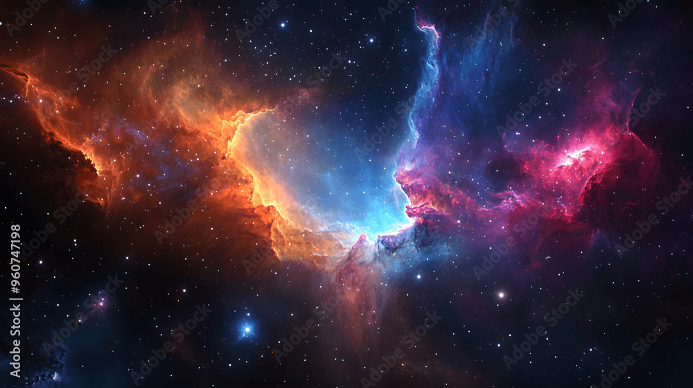 Fototapeta premium Nebula forming in deep space with vibrant colors and stars