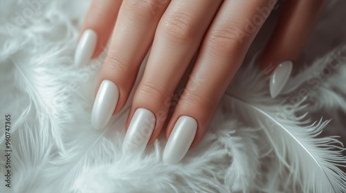 Glamour woman hand with luxury white color nail