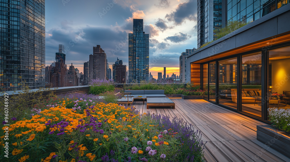 Fototapeta premium rooftop garden in the city