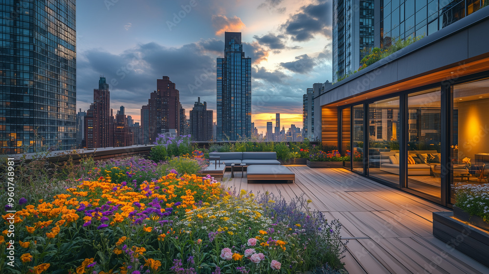 Fototapeta premium rooftop garden in the city