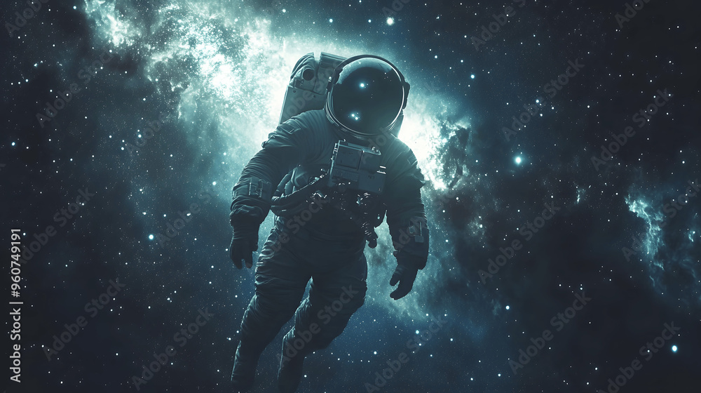 Astronaut floating in deep space with stars and galaxies Astronaut floating in deep space with stars and galaxies