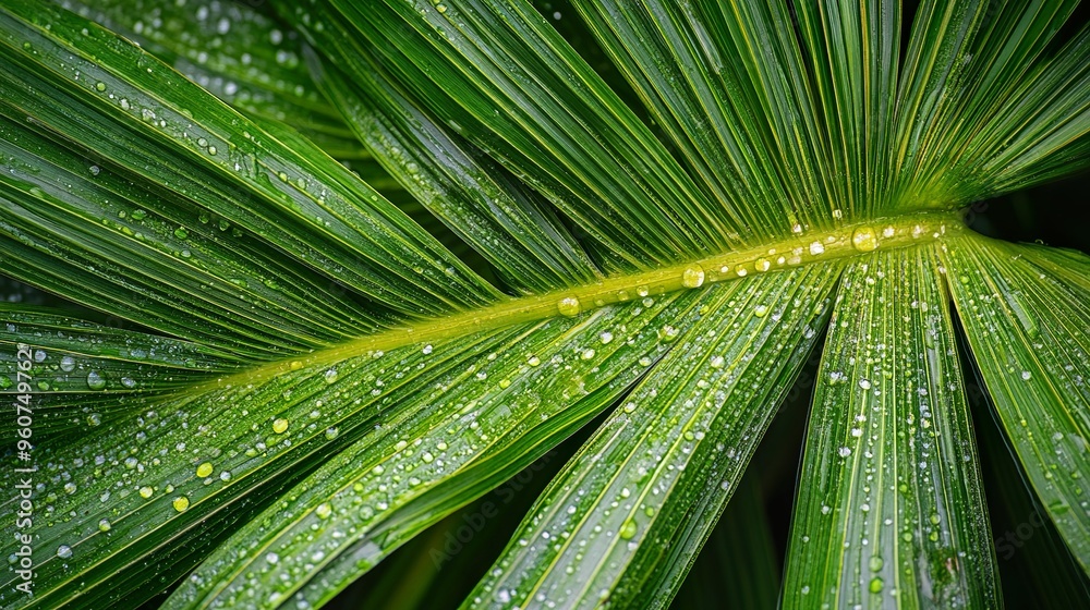 Fototapeta premium A leaf with water droplets on it