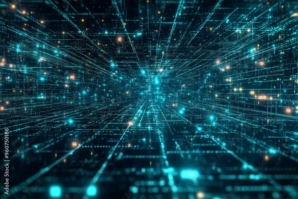 Fototapeta premium Digital background perfect for tech processes, neural networks, artificial intelligence, data transfer and security, ai generated background for digital storage