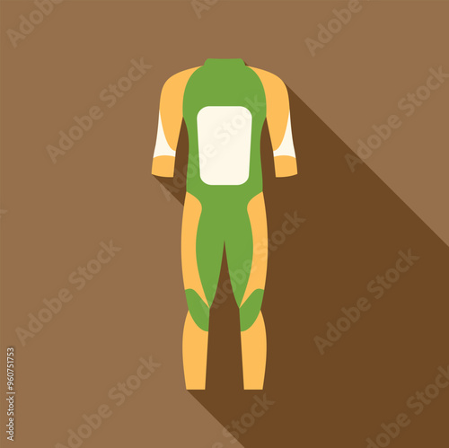 Green and yellow wetsuit with long sleeves, designed for water activities and extreme sports