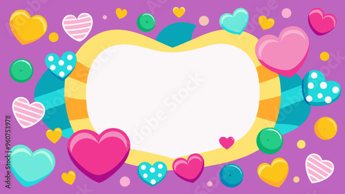 Vibrant Heart Frame with Playful Polka Dots and Fun Elements