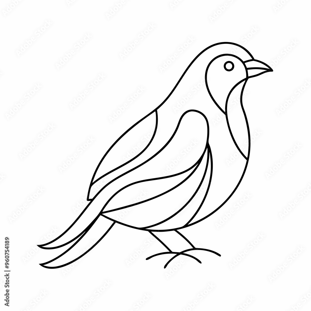 Obraz premium Minimalist Line Drawing of a Bird in Simple Outline Style
