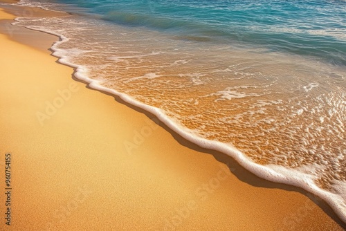 Fine, golden sand with subtle waves for a tropical beach vibe 