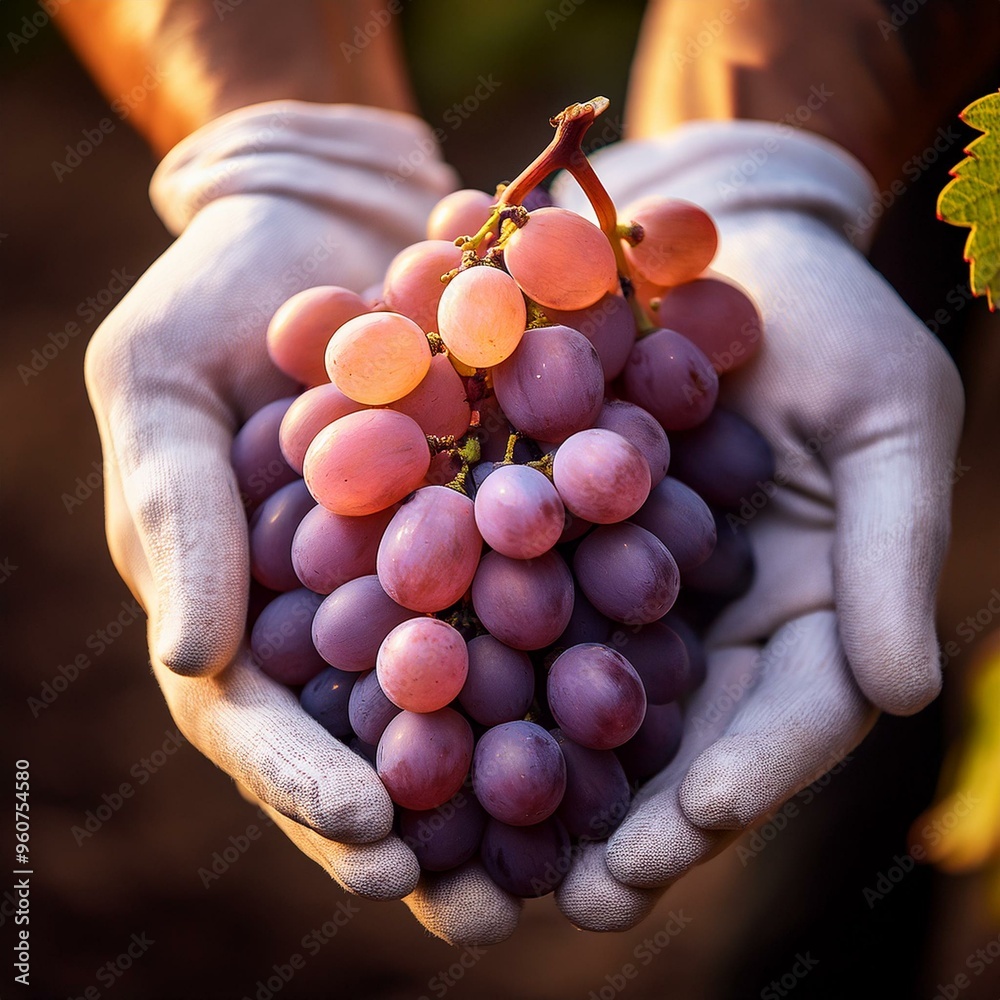 mains tenant une grosse grappe de raisins rouges en ia mains tenant une grosse grappe de raisins rouges en ia
