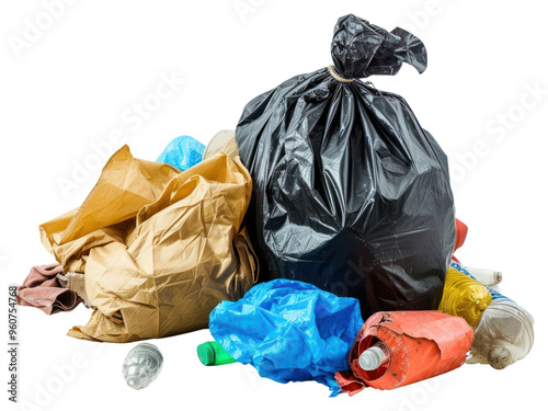 PNG Photo a recycle garbage plastic bags on the white background
