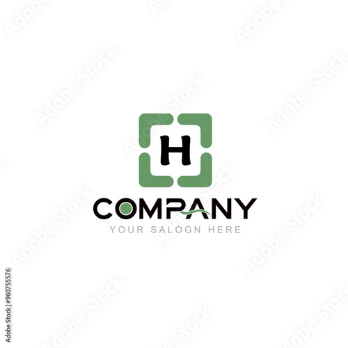 Letter H Logo Vector Design Illustration with Company Name and Your Text Here . Logo Template on white background.