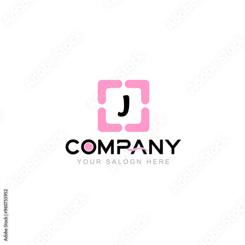 Letter J Logo Vector Design Illustration with Company Name and Your Text Here . Logo Template on white background.