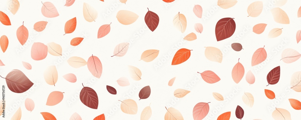 Elegant seamless pattern with digital illustration of autumn leaves in warm tones for textile and wallpaper design Elegant seamless pattern with digital illustration of autumn leaves in warm tones for textile and wallpaper design