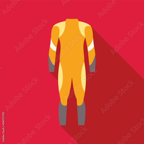Yellow wetsuit for diving, surfing, windsurfing, kitesurfing showing back view