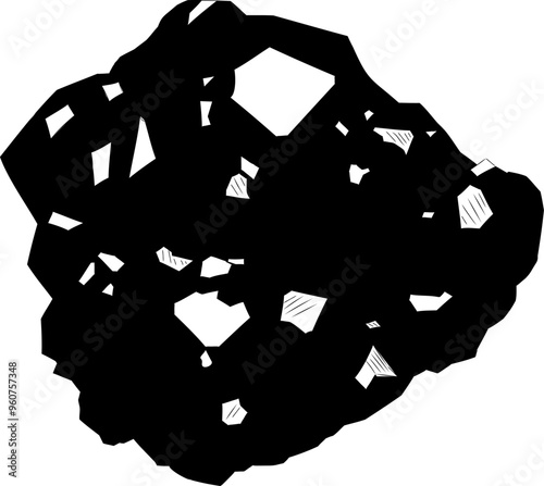 Shape of natural rough spessartine gemstone. Vector illustration of gemstone spessartine. Spessartine is a precious mineral of the garnet family. Illustration meticulously details the gemstone's facet