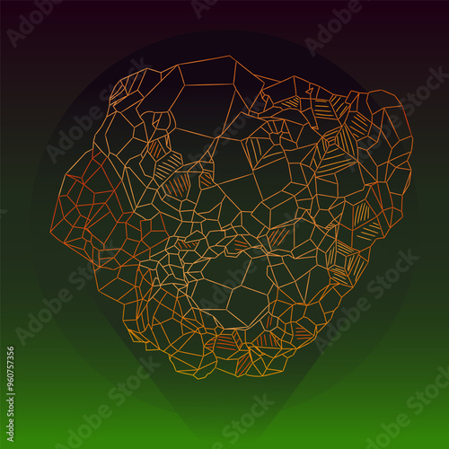 Natural orange-red-brown uncut spessartine gemstone. Vector illustration of spessartine deep, rich color and shine. Juicy orange-yellow-red-brown coloring distinguishes spessartines from other mineral