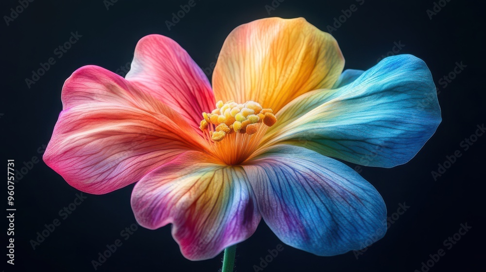 Rainbow Flower on Black Background Rainbow Flower on Black Background