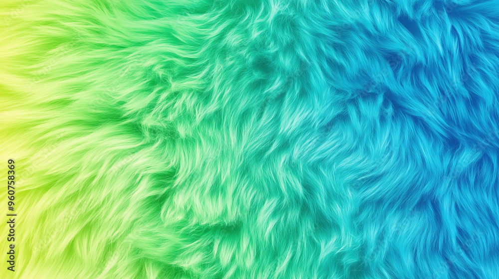 Trendy seamless pattern of fluffy fur showcasing a vibrant neon dip-dye gradient, transitioning from bright turquoise to vivid lime green, ideal for eye-catching designs. Trendy seamless pattern of fluffy fur showcasing a vibrant neon dip-dye gradient, transitioning from bright turquoise to vivid lime green, ideal for eye-catching designs.