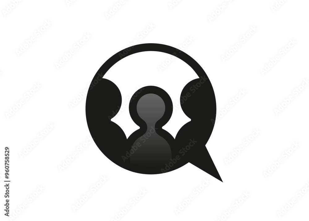 creative bubble chat three people logo vector icon symbol design illustration creative bubble chat three people logo vector icon symbol design illustration