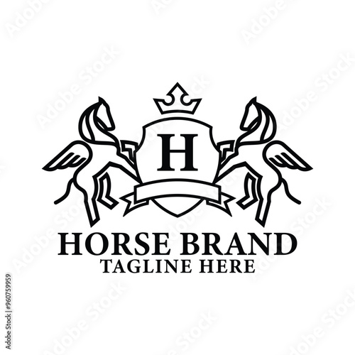 The Horse Brand Logo Design is a design asset featuring a logo with a horse as its main element.