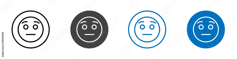 Anguished emoji icon flat editable icon mark set. Anguished emoji icon flat editable icon mark set.
