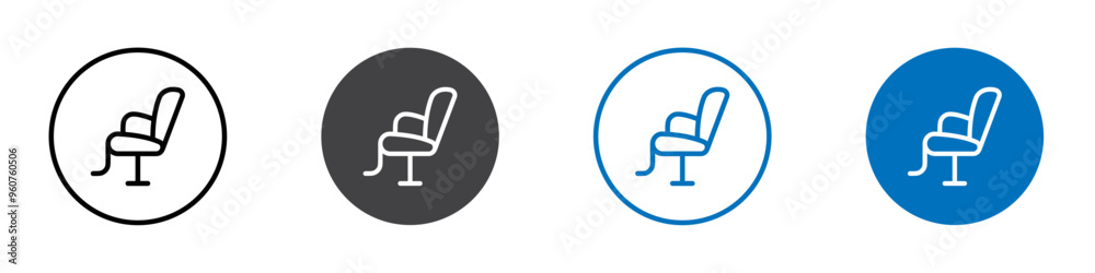 Barber chair icon flat editable icon mark set. Barber chair icon flat editable icon mark set.