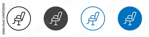 Barber chair icon flat editable icon mark set.