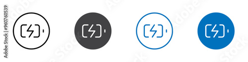 Battery icon flat editable icon mark set.