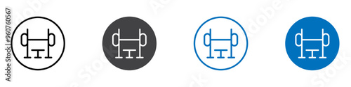 Bench press icon flat editable icon mark set.