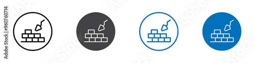 Build wall icon flat editable icon mark set.