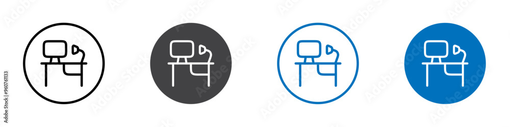 Computer desk icon flat editable icon mark set. Computer desk icon flat editable icon mark set.