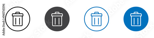 Dust bin icon flat editable icon mark set.
