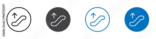 Escalator up icon flat editable icon mark set.