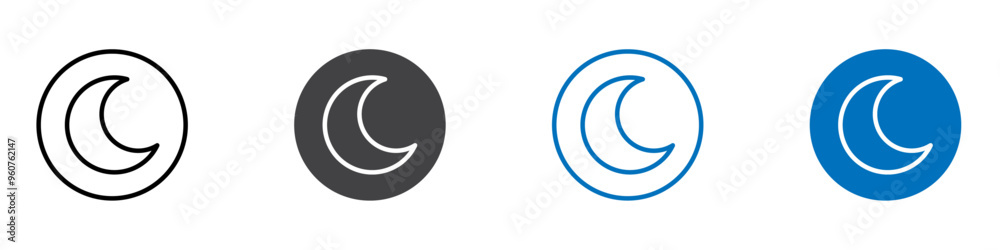 Moon icon flat editable icon mark set. Moon icon flat editable icon mark set.
