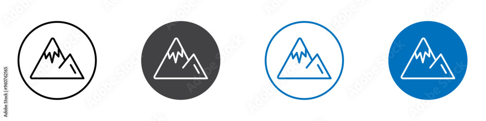 Mountain icon flat editable icon mark set. Mountain icon flat editable icon mark set.