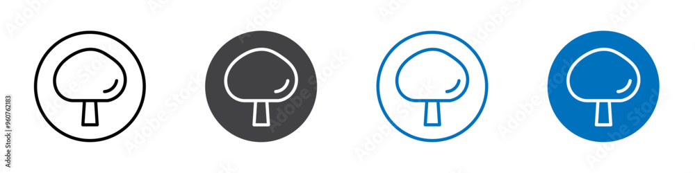 Mushroom icon flat editable icon mark set. Mushroom icon flat editable icon mark set.
