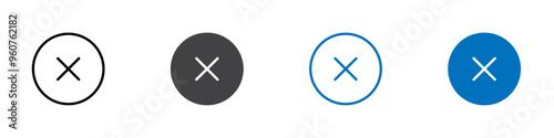 Multiply icon flat editable icon mark set.