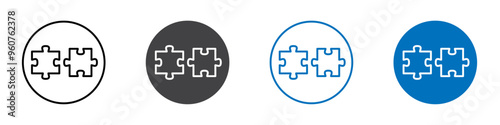 Puzzle icon flat editable icon mark set.