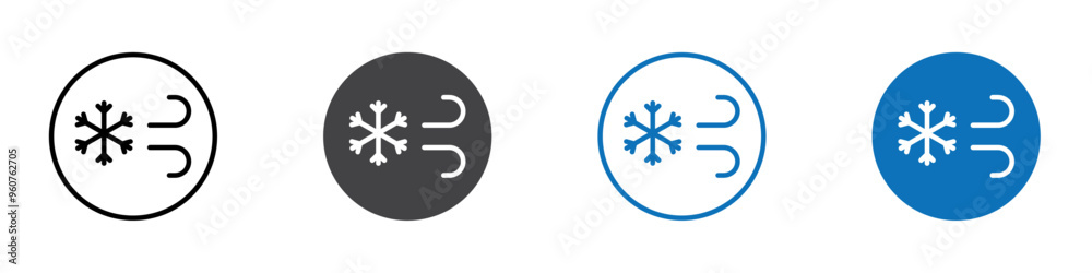Snow blowing flat editable icon mark set. Snow blowing flat editable icon mark set.