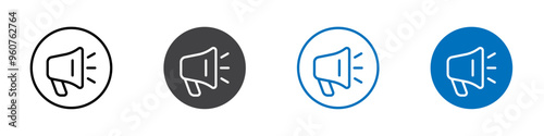 Speaker icon flat editable icon mark set.