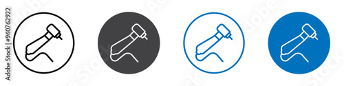 Tooth drill flat editable icon mark set.