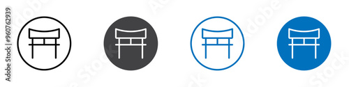 Torii gate icon flat editable icon mark set.