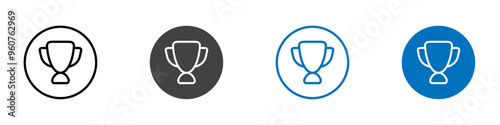 Trophy icon flat editable icon mark set.