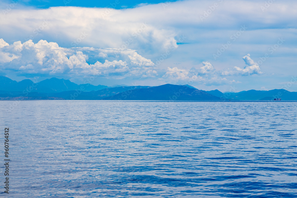 Landscape off the coast of Corfu, Greece in the summer Landscape off the coast of Corfu, Greece in the summer