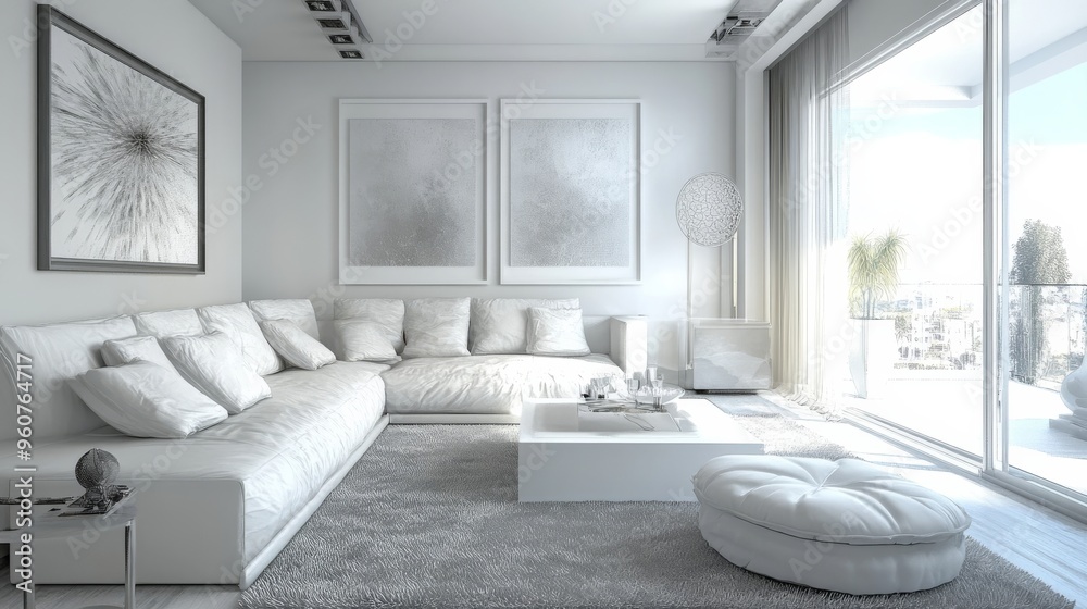 Living room design from a side view Living room design from a side view