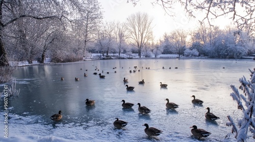 Icy ducks photo