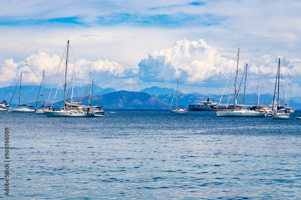 Yachts in the marina in Corfu, Greece Yachts in the marina in Corfu, Greece