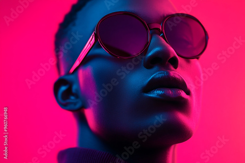 Stylish Mens Burgundy Eyewear on Solid Neon Pink Background, Modern Lifestyle Portrait with Fashion Edge